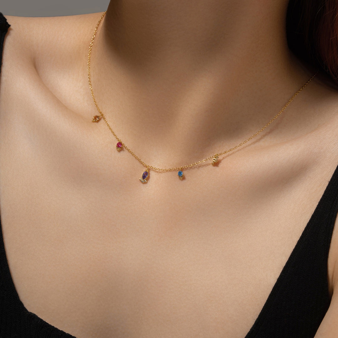 Stellar Gem Drop Necklace