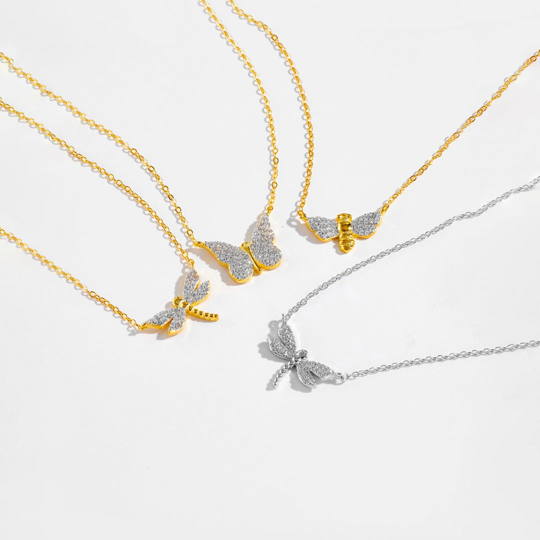 Moonlit Glide (Dragonfly Pendant – Gold Chain)