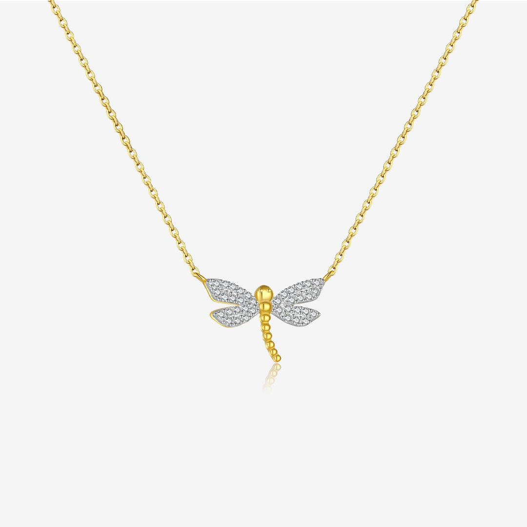 Moonlit Glide (Dragonfly Pendant – Gold Chain)