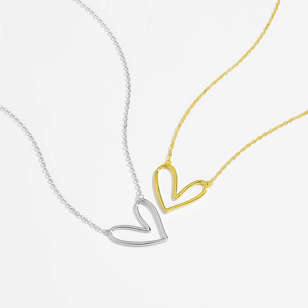 Tilted Heart Outline Necklace