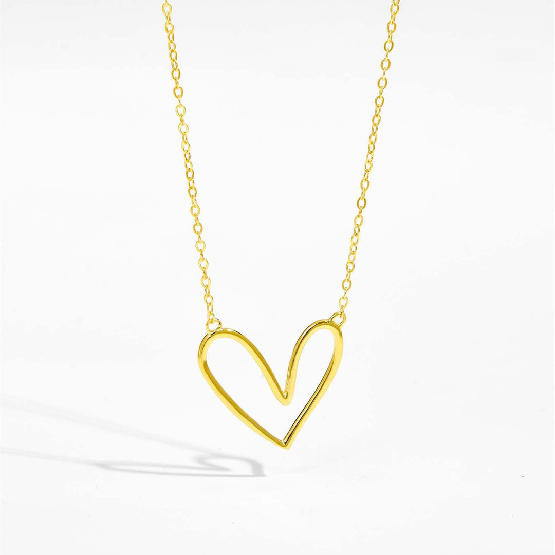 Tilted Heart Outline Necklace