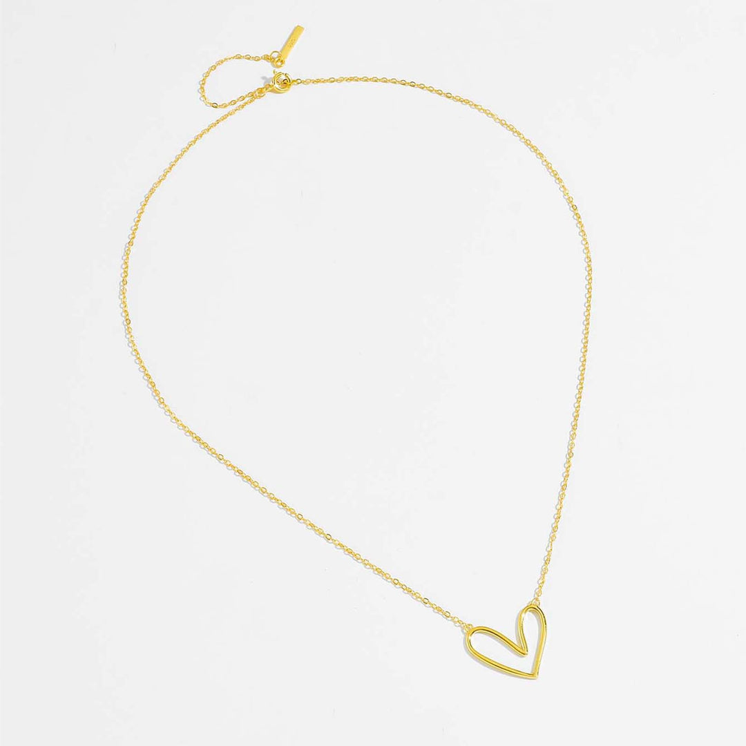 Tilted Heart Outline Necklace