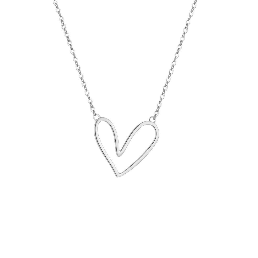 Tilted Heart Outline Necklace