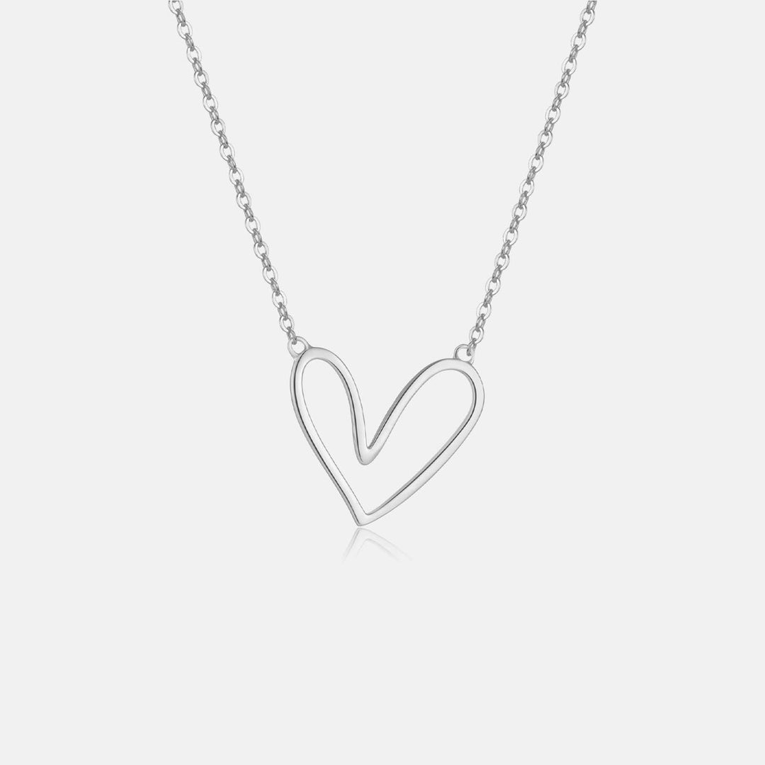 Tilted Heart Outline Necklace