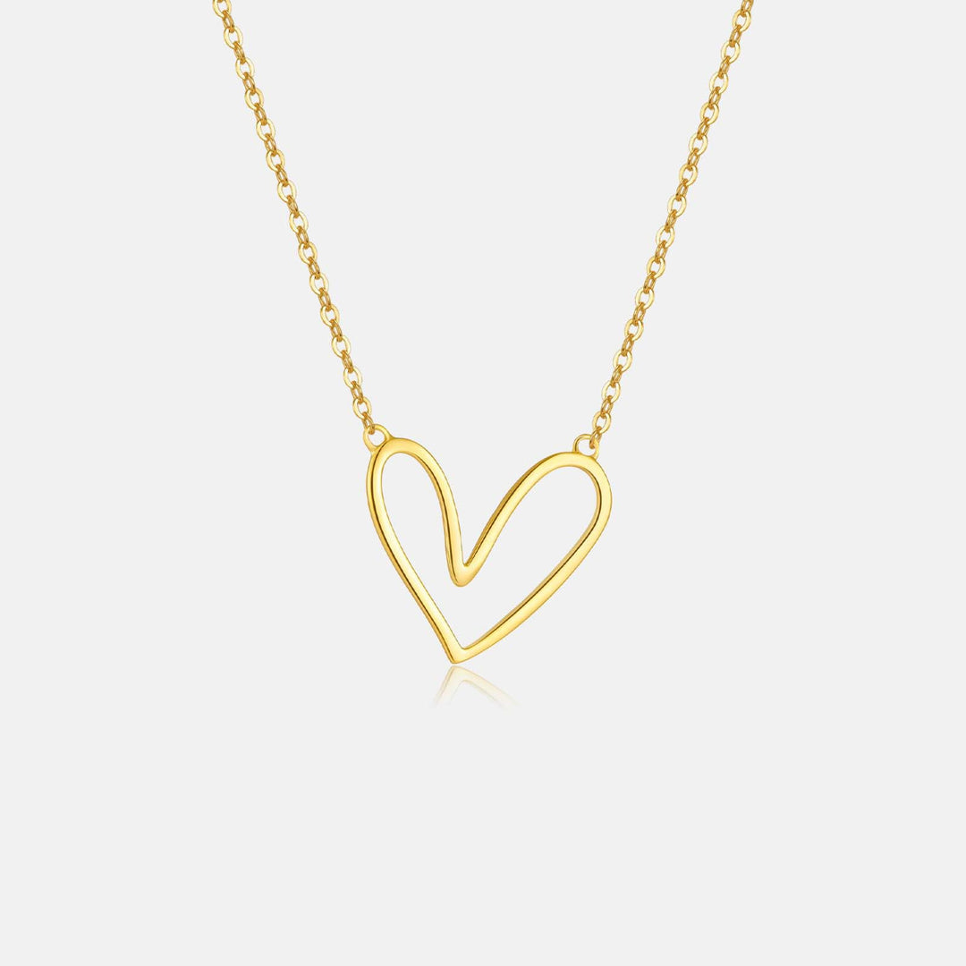 Tilted Heart Outline Necklace