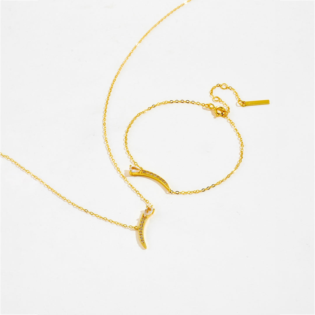 Golden Horn Charm Necklace