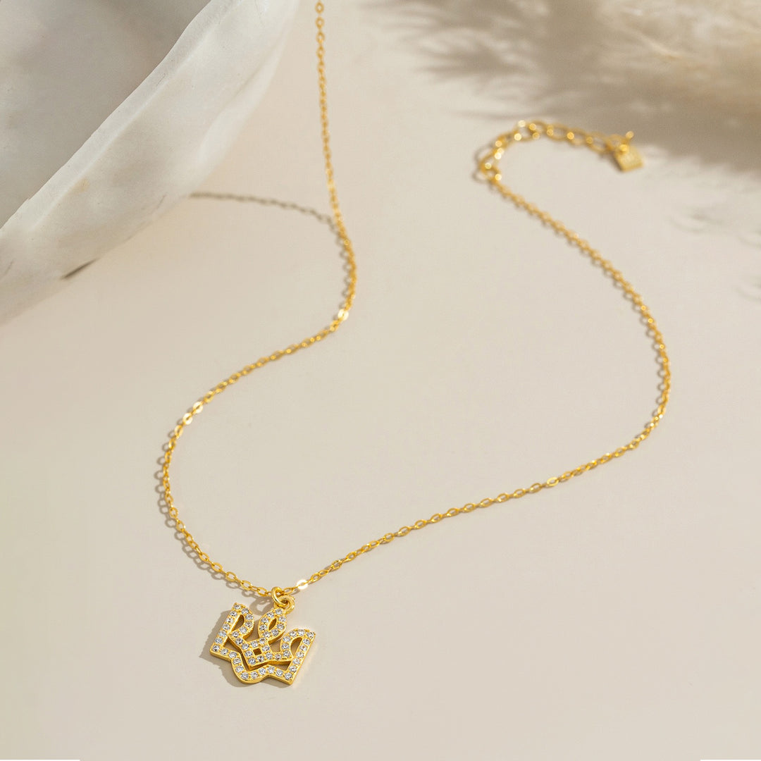 Crown Script Necklace