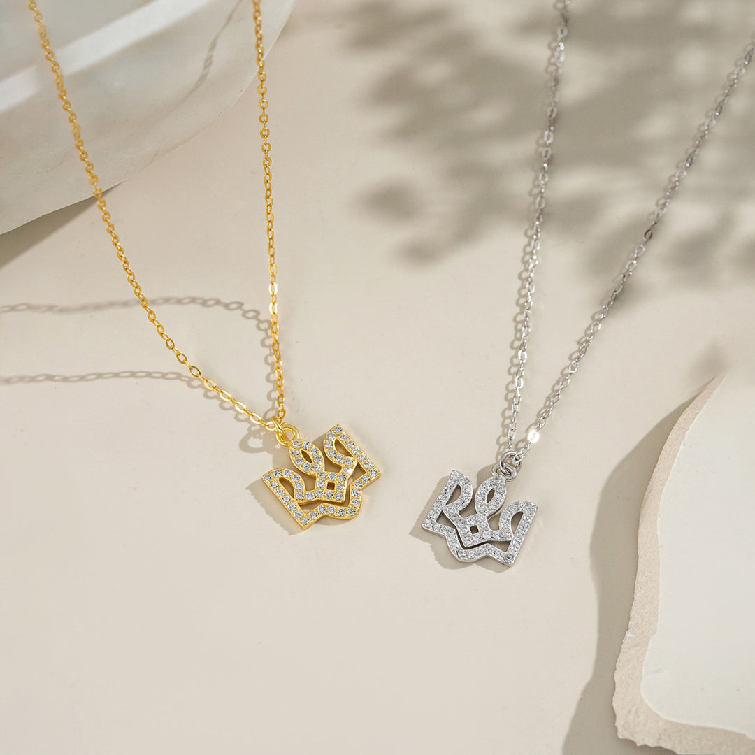 Crown Script Necklace