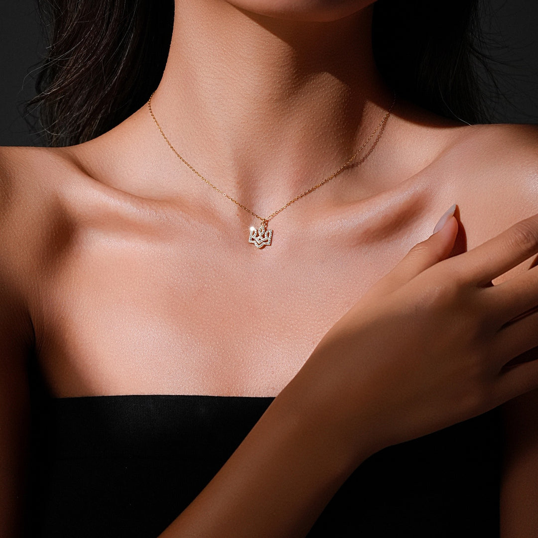 Crown Script Necklace