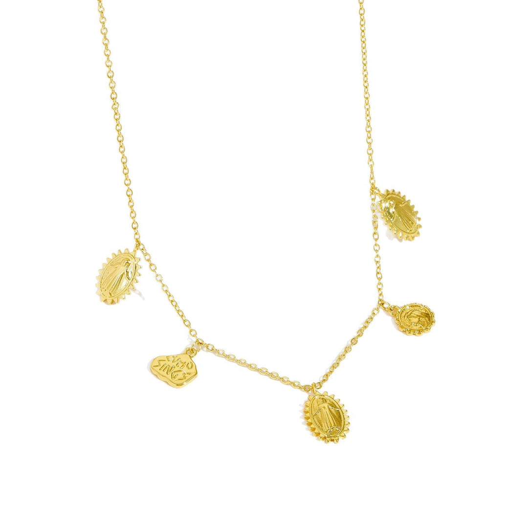 Madonna Medal Cascade Necklace