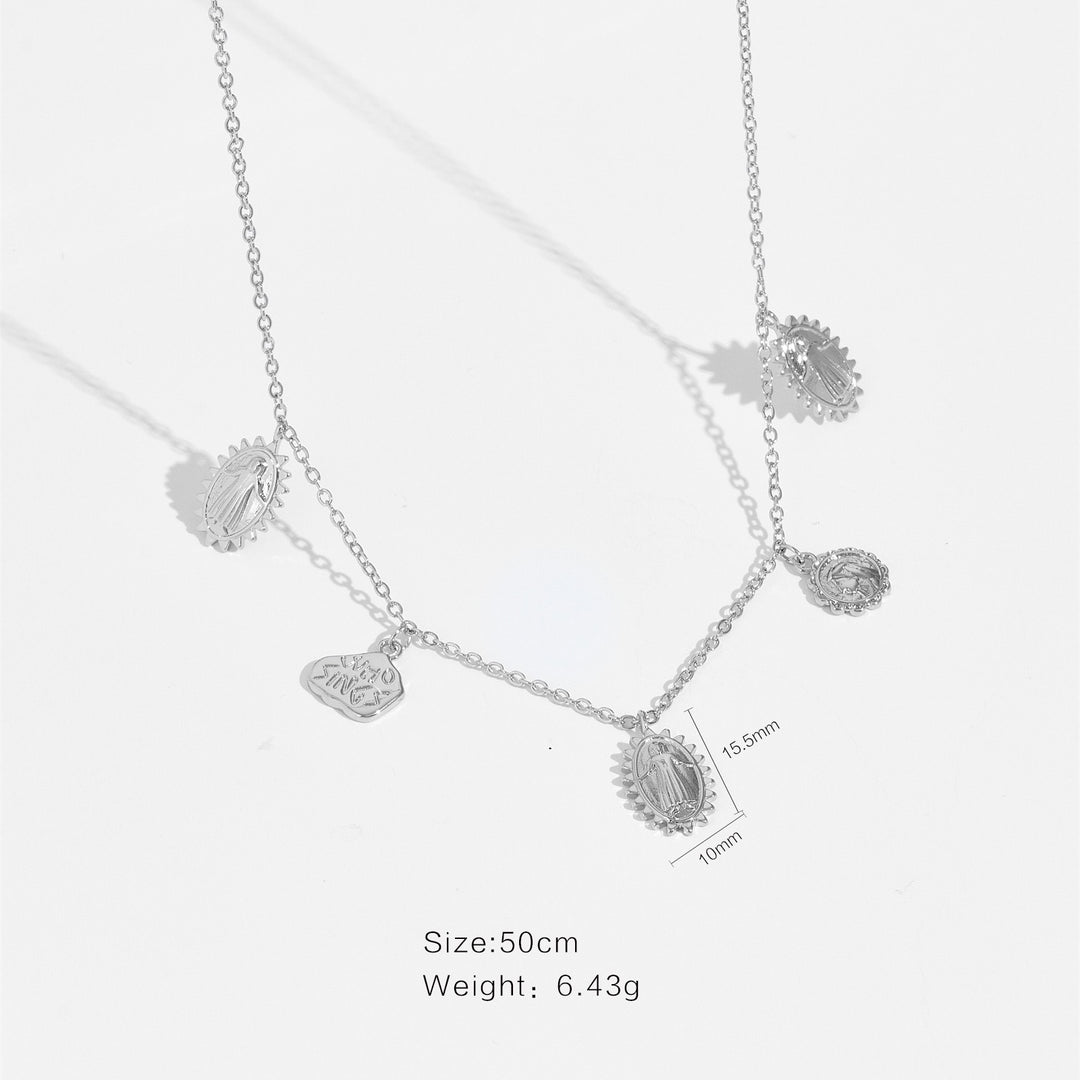 Madonna Medal Cascade Necklace