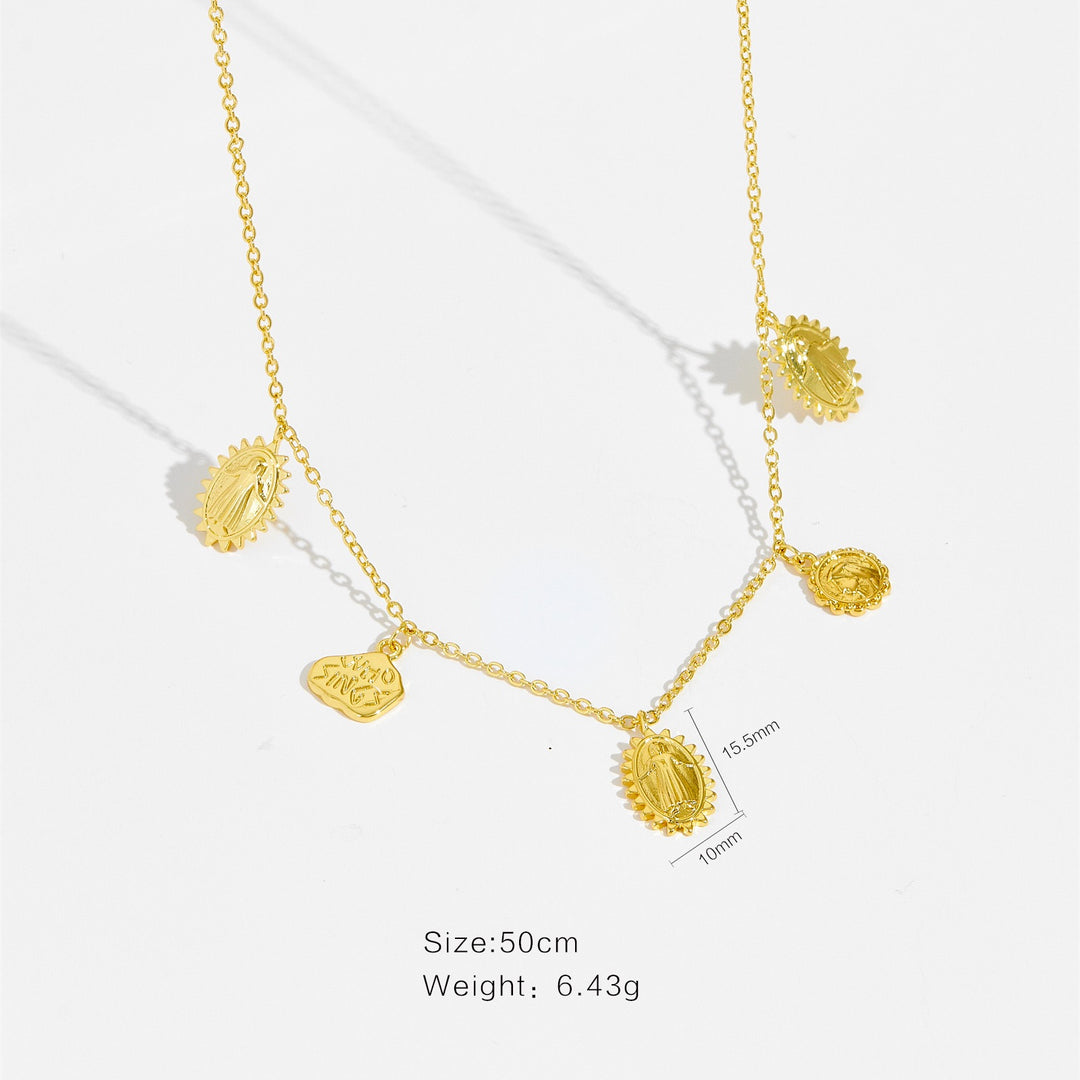 Madonna Medal Cascade Necklace